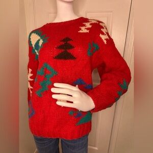 Li 2 Wear vintage Red Patterned Sweater